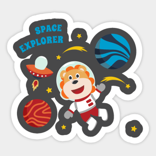 Space tiger or astronaut in a space suit with cartoon style. Sticker